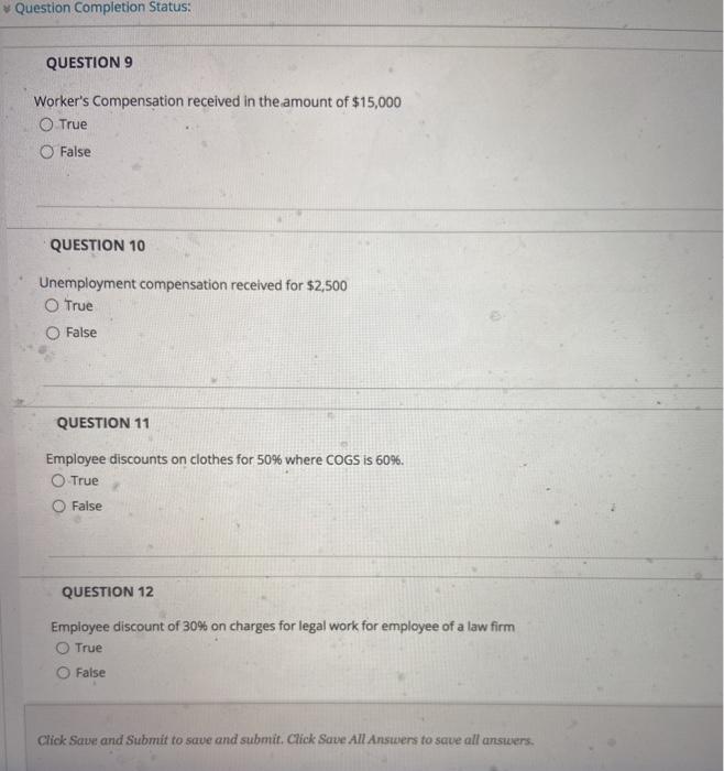 from Grandma True False QUESTION 3 Sale of stock at a gain