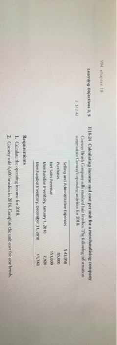  994 chapter 18 Learning Objectives 3, 5 E18-24 Calculating income and