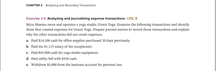  CHAPTER 2 Analyzing and Recording Transactions Exercise 2-8 Analyzing and journalizing