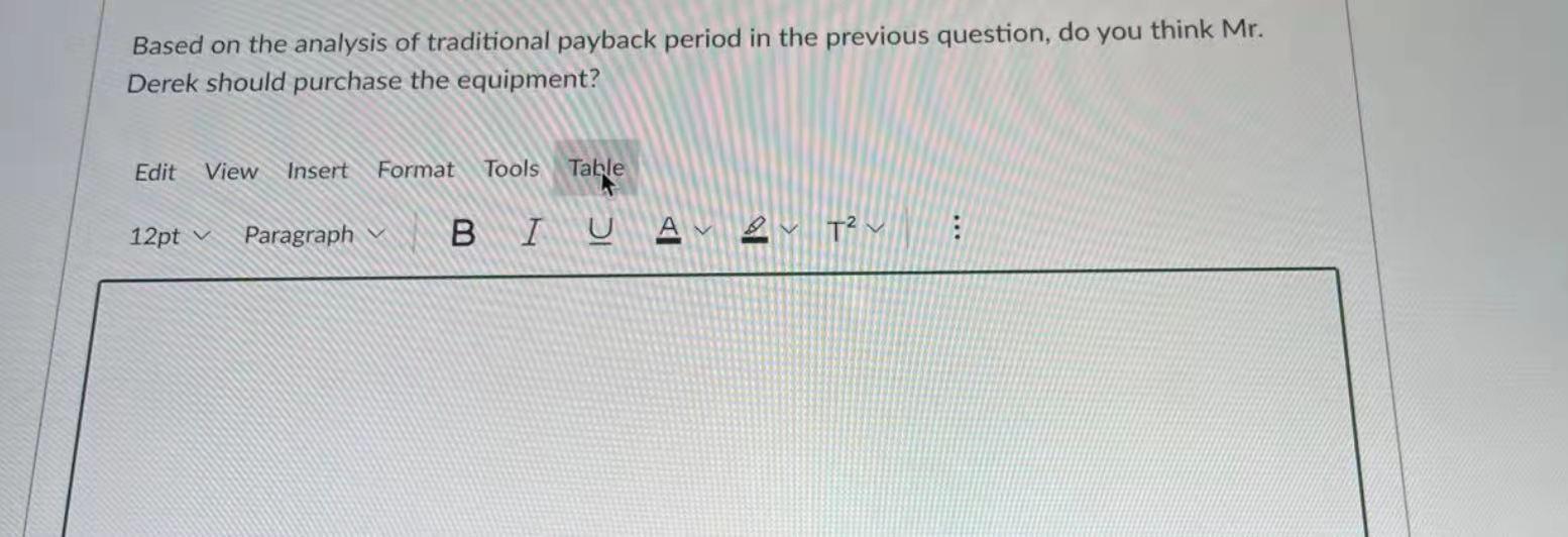 of $122.500. With this new equipment, the company can generate the following