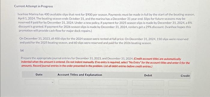  Current Attempt in Progress Ivanhoe Marina has 400 available slips that