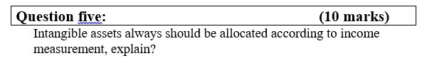  Question five: (10 marks) Intangible assets always should be allocated according