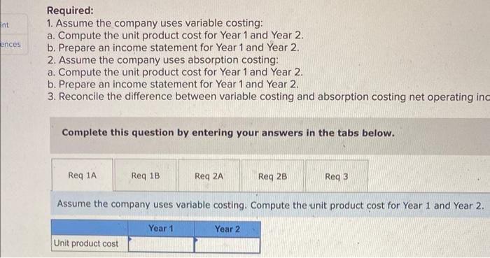 Income Statements [LO6-1, LO6-2, LO6-3] Walsh Company manufactures and sells one product.