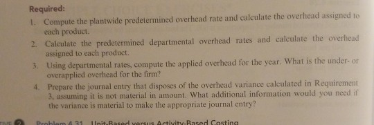Company produces two products and uses a predetermined overhead rate to apply