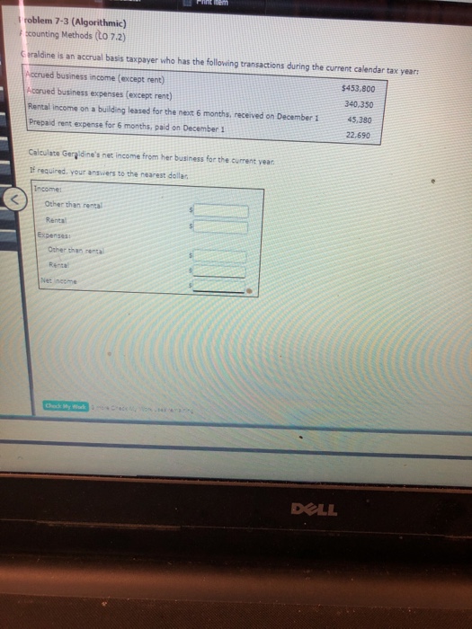  roblem 7-3 (Algorithmic) scounting Methods (to 7.2) C eraldine is an