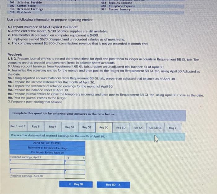 Earnings. Thank You Use the following information to prepare adjusting entries: a.