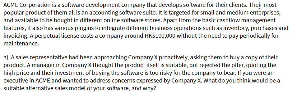 please be carefull while attempt ACME Corporation is a software development company