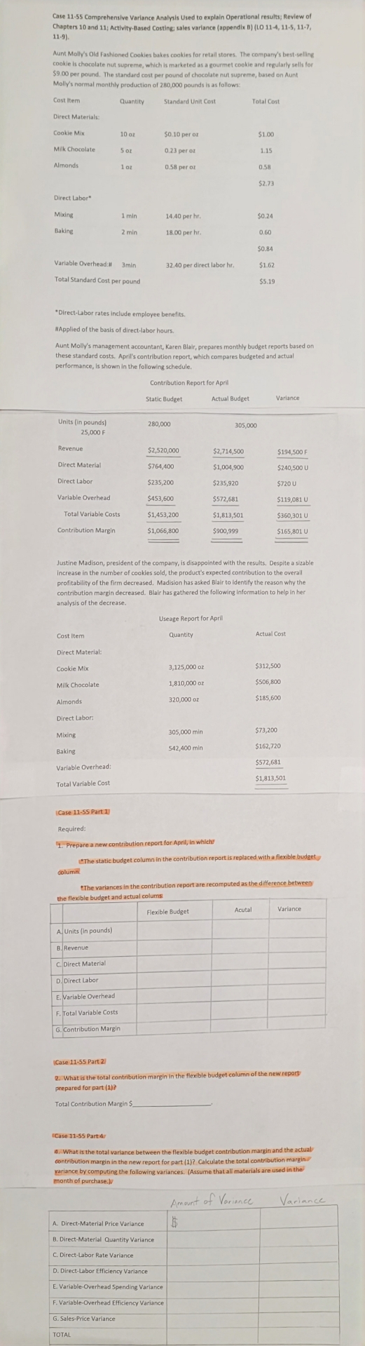  Case 11-55 Comprehensive Variance Analysis Used to explain operational results; Review