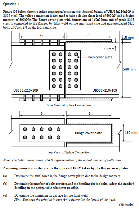  Question 4 Figure Q4 below shows a splice connection between two