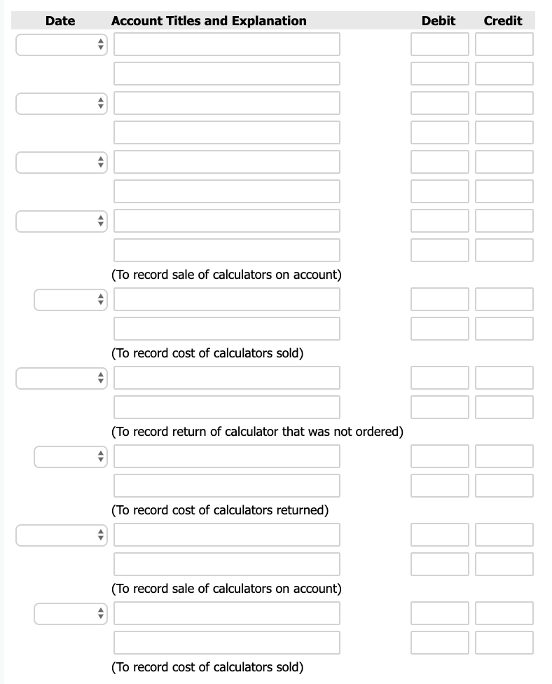 for the account titles and enter 0 for the amounts. Credit account