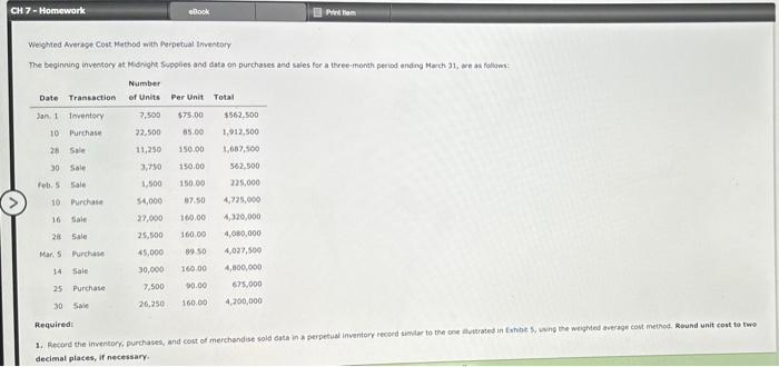  Wielohted Average Cost Method eits Perpetual Imventory The beginning inventory at