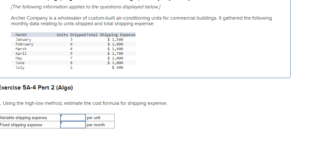 following information applies to the questions displayed below.] Archer Company is a