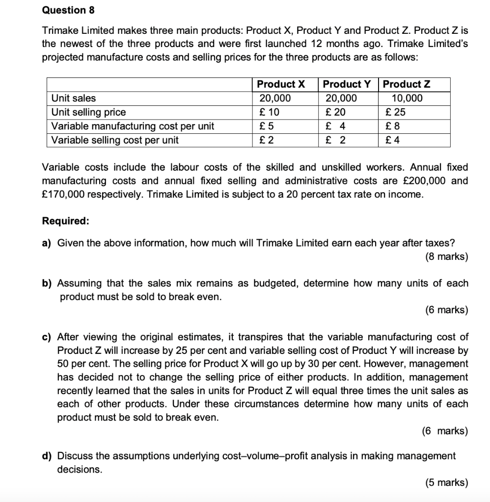 Please answer Question 8 in Qa) Qb) Qc) Qd) format! Thanks. Please