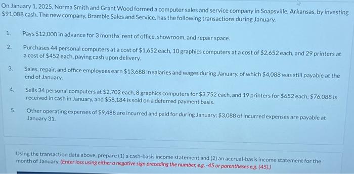 Using the transaction data above, prepare (1) a cash-basis balance sheet and