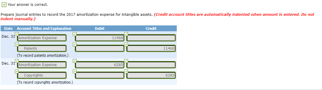 (63,900 cost less 6,390 amortization) Copyrights (53,600 cost less 21,440 amortization) Total