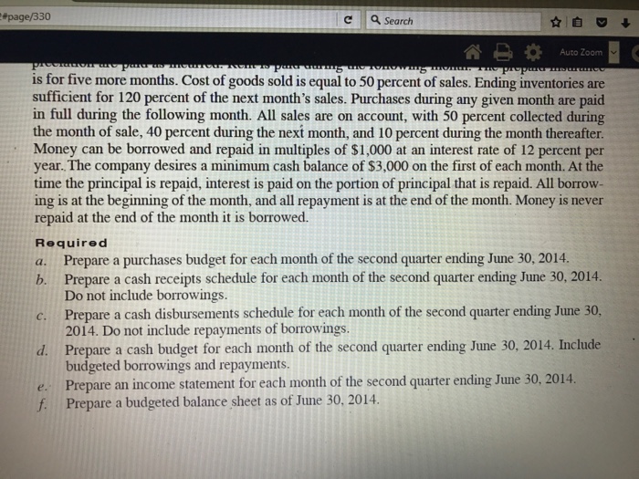 quarter budgets for 2014. 33O chapter 9 l Operational and Profit Planning