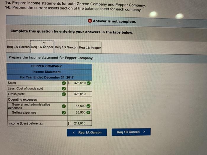 to the questions displayed below.) The following data is provided for Garcon