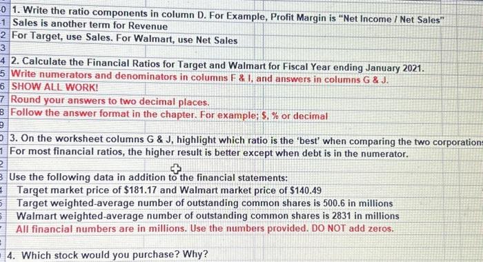 and walmart. i will provide the income statement all the way to