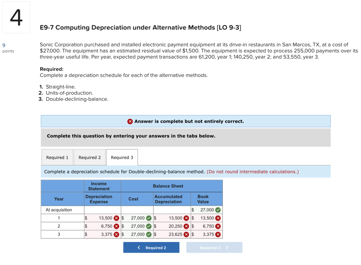 uh..... E9-7 Computing Depreciation under Alternative Methods (LO 9-3] points Sonic Corporation