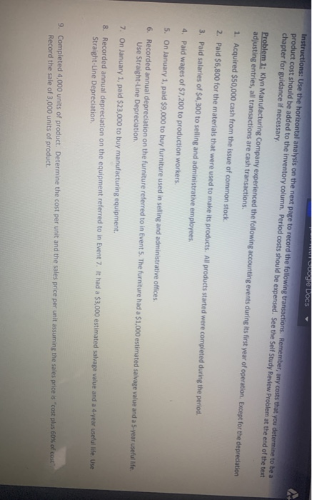  woogle Docs Instructions: Use the horizontal analysis on the next page