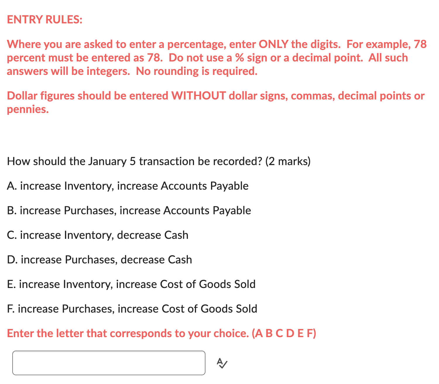 otherwise. There are 26 marks in total. Burlington Wholesale Inc. had the