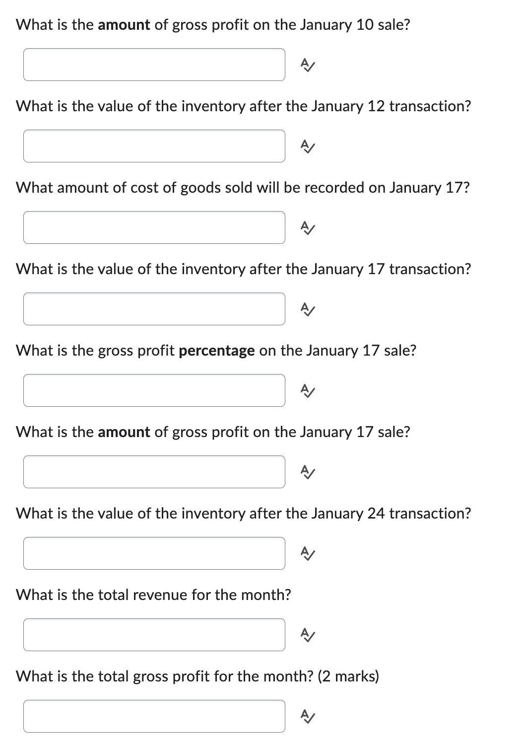 inventory cost chart and an accounting chart to analyze the above transactions,