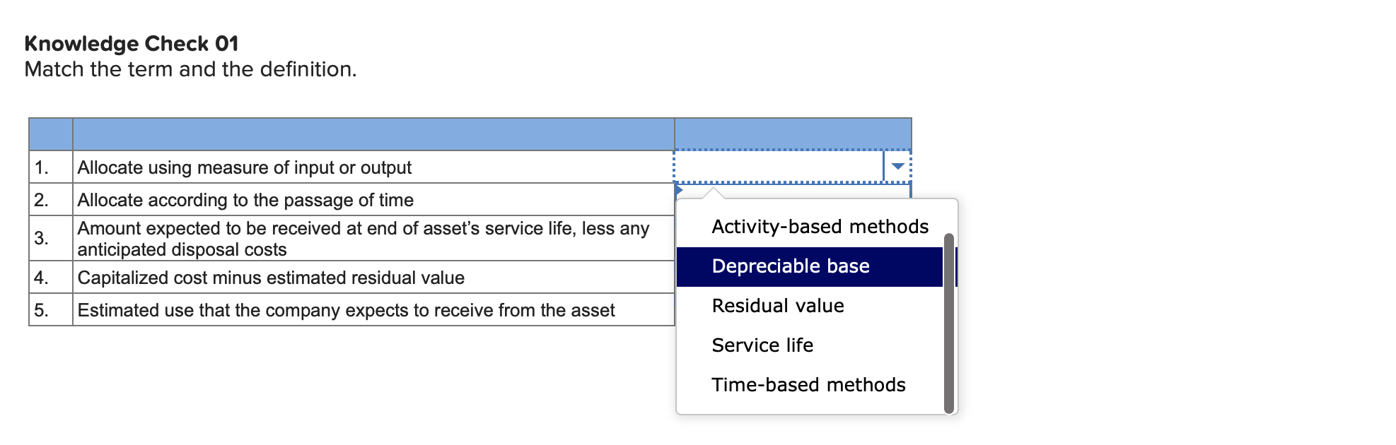 Knowledge Check 01 Match the term and the definition. 1. 2.
