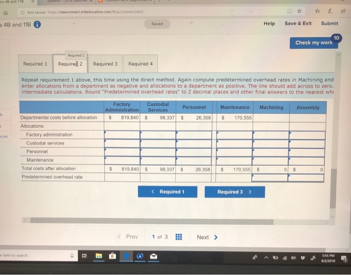 service department costs to other departments in the order listed below Square