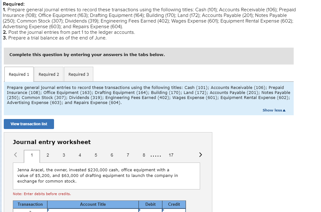 A to Q. and after that write the Required 2 and 3.