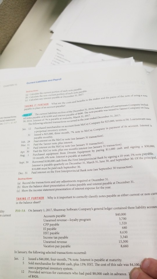  Current Liabilities and Payroll . ( akulate the current portion of