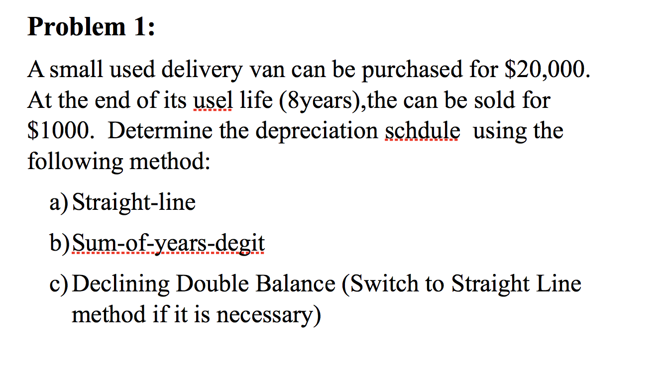 with steps please! Problem 1: A small used delivery van can be