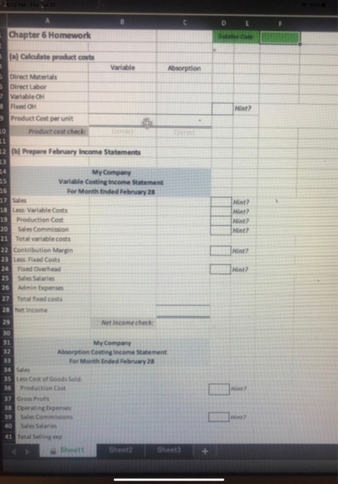 6 Homework Problem B My Company produced 26,000 units during February. Direct