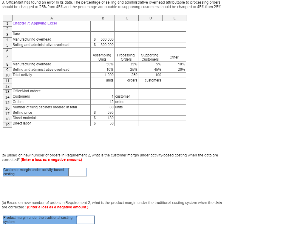  3. OfficeMart has found an error in its data. The percentage