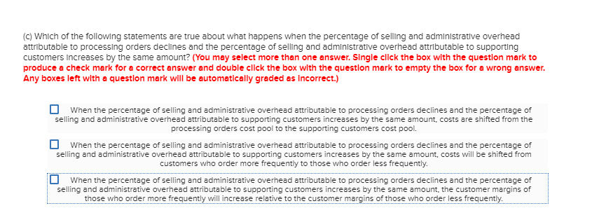 of selling and administrative overhead attributable to processing orders should be changed