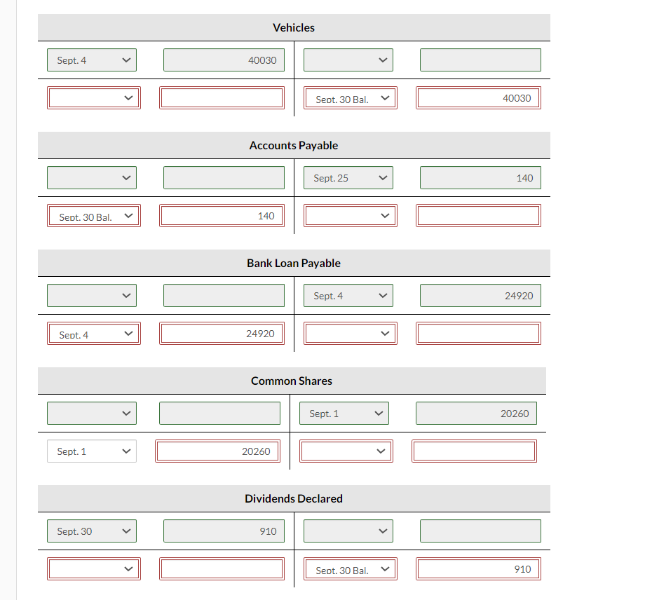 \multicolumn{4}{|c|}{ Vehicles } \\ \hline Sept. 4 & 40030 & & \\