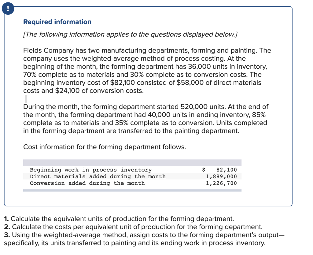 Direct Materials 40,000 Conversion 74,000 Required 1 Required 2 Required 3 Calculate
