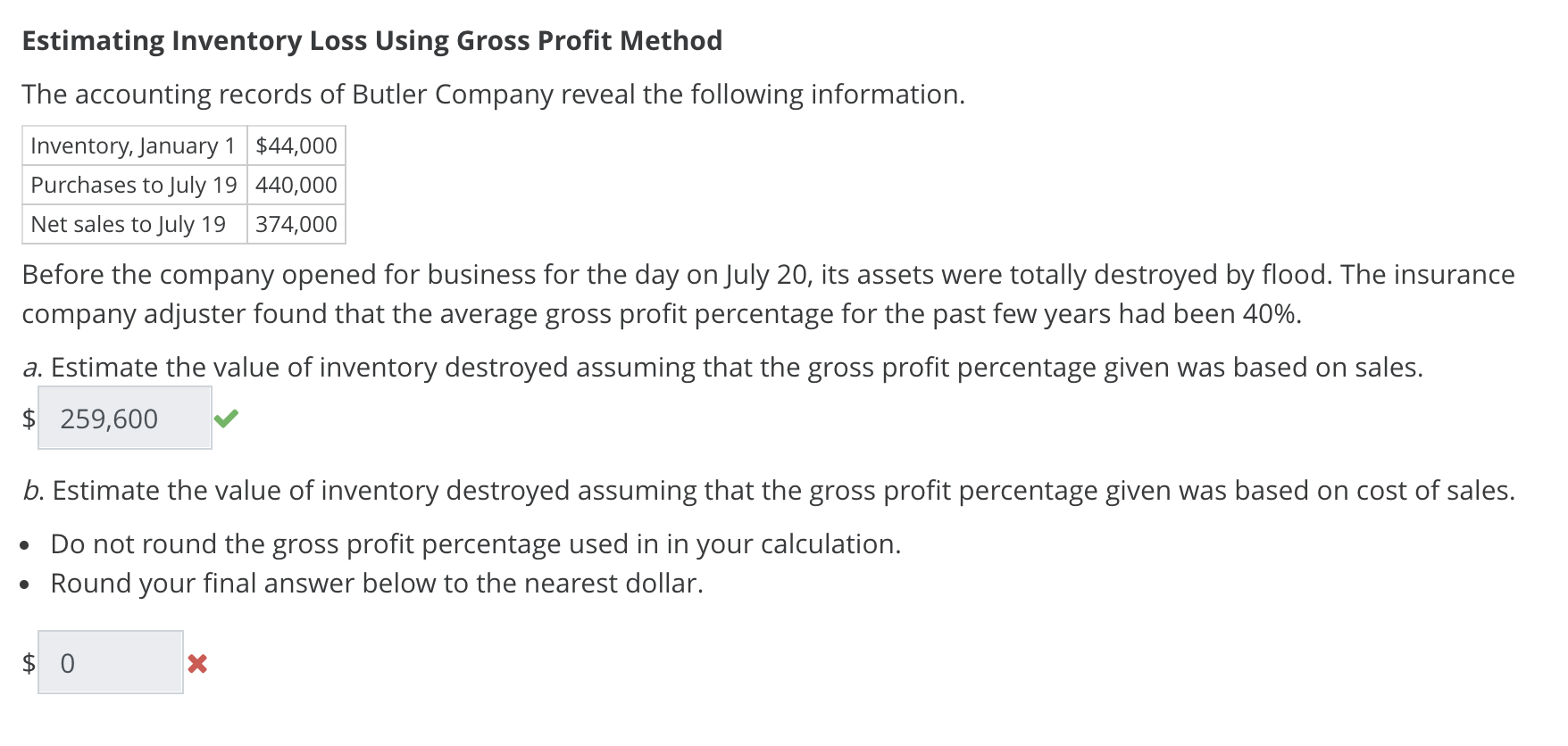 stuck on part b Estimating Inventory Loss Using Gross Profit Method The