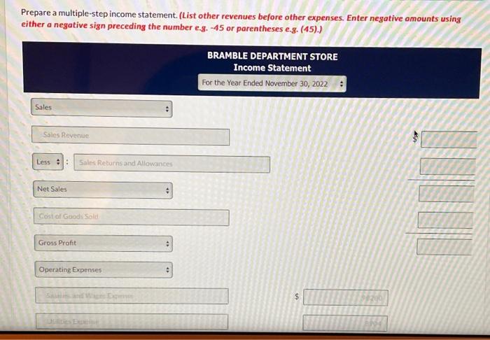 correct. help me. Bramble Department Store is located in midtown Metropolis. During