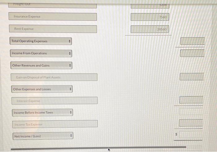 Expense Dividends Gain on Disposal of Plant Assets Income Tax Expense Insurance