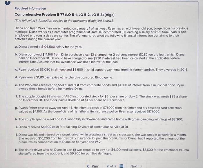  Comprehensive Problem 5-77 (LO 5-1, LO 5-2, LO 5-3) (Algo) [The