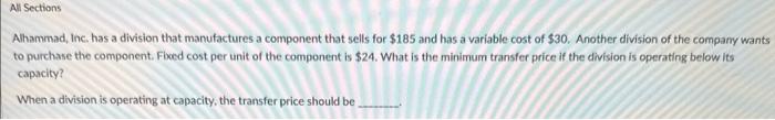 will give thumbs up Alhammad, inc. has a division that manufactures a