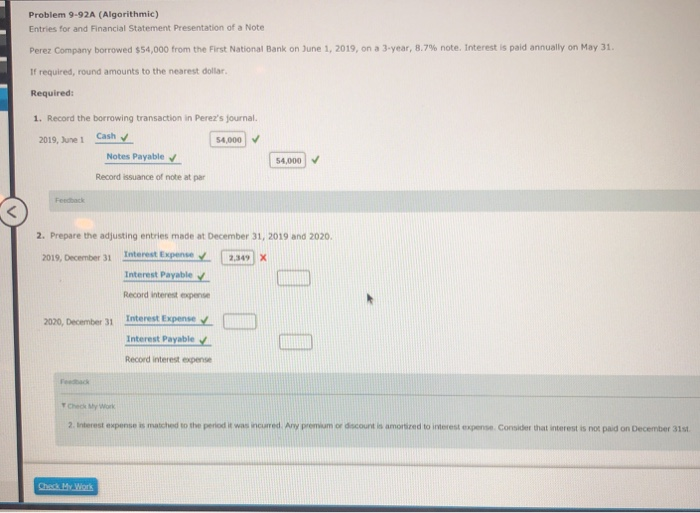  Problem 9-92A (Algorithmic) Entries for and Financial Statement Presentation of a