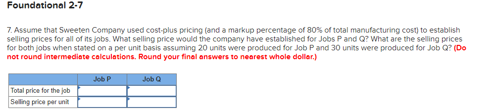 available for the company as a whole and for Jobs P and