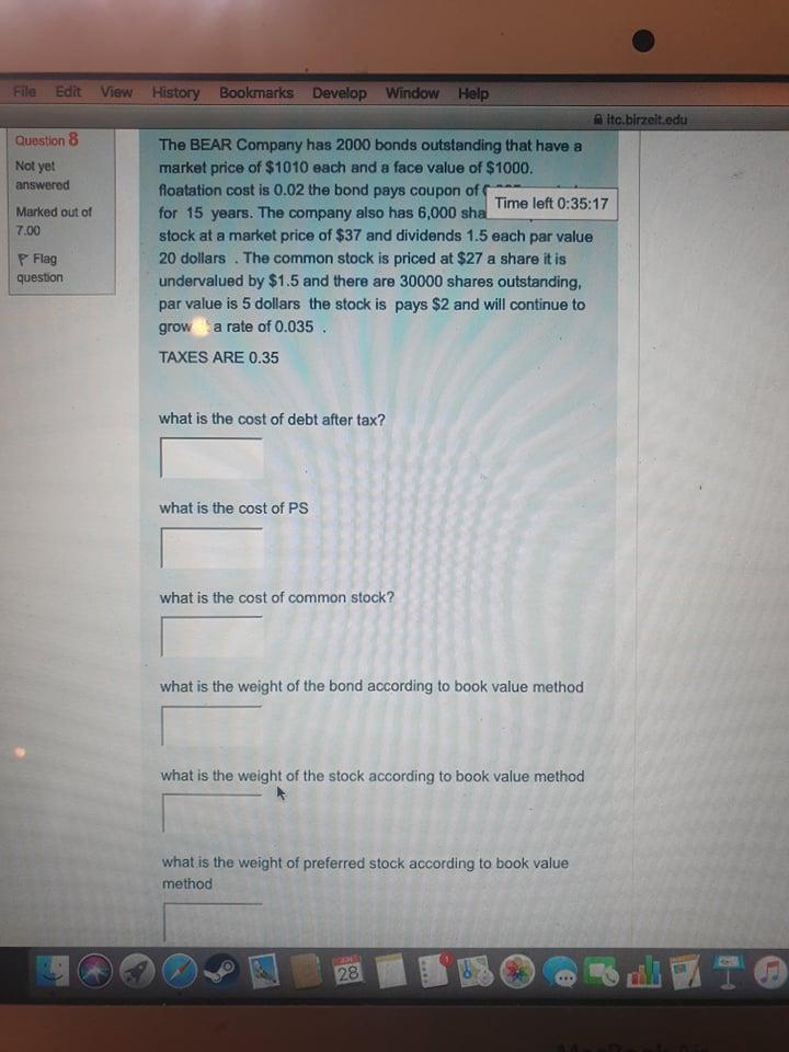  Not yet File Edit View History Bookmarks Develop Window Help Mitc.birzeit.edu