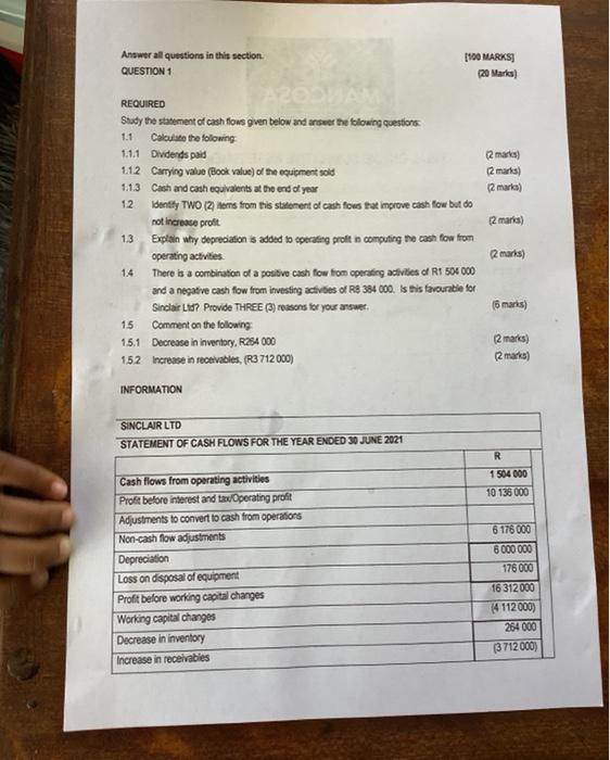  Answer all questions in this section. [t00 uARoss] QUESTION 1 (20