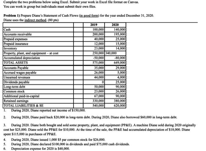 only 5,6 Complete the two problems below using Excel. Submit your work
