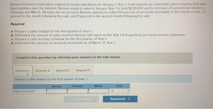  Benson Pointers Corporation expects to begin operations on January 1, Year