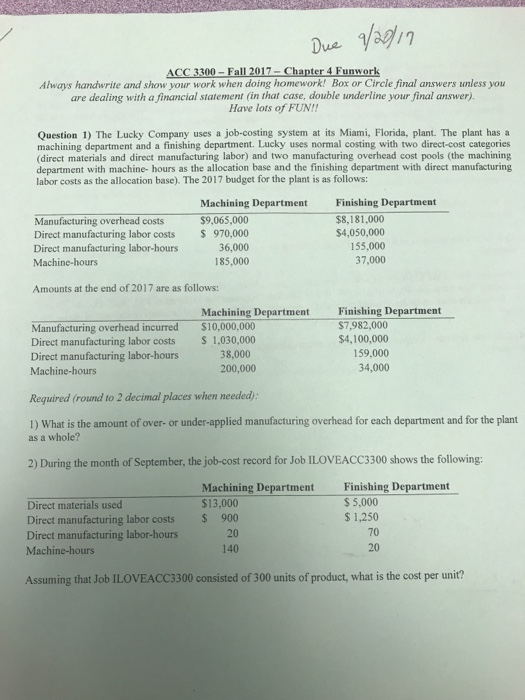  Solution with work for Question 1 both parts Dus ACC 3300-Fall
