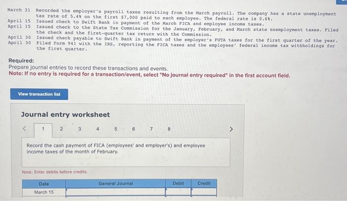 worksheet Record the filing of Form 941 with the IRS, reporting the
