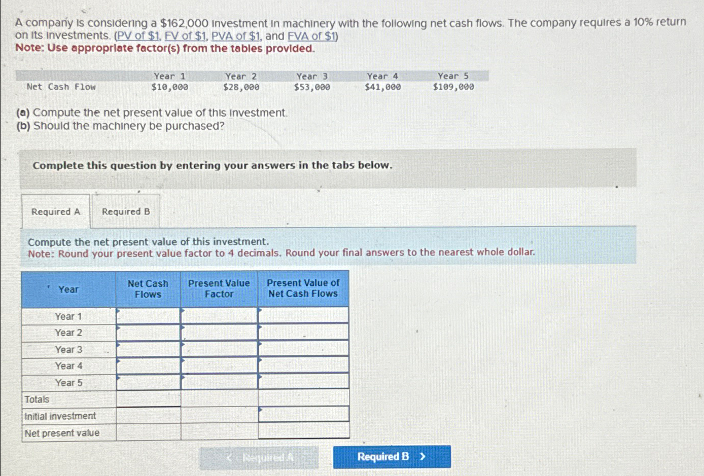  A compariy is considering a $162,000 investment in machinery with the